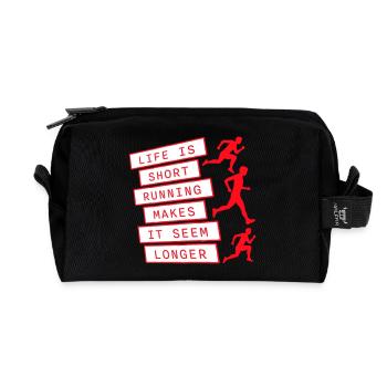 Life Is Short Running Makes It Seem Longer Funny - Recycled Toiletry Zip Bag - black - Front