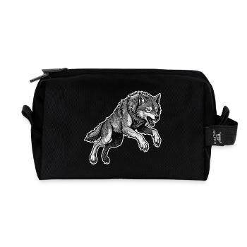 Wild Wolf Race Mascot Alpha Wolf - Recycled Toiletry Zip Bag - black - Front