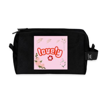 Lucky Neon Floral on Pink - Recycled Toiletry Zip Bag - black - Front