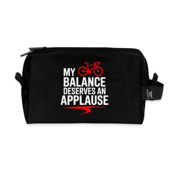 Professional Bicycle Acrobatics Performance Art  - Recycled Toiletry Zip Bag - black - Front