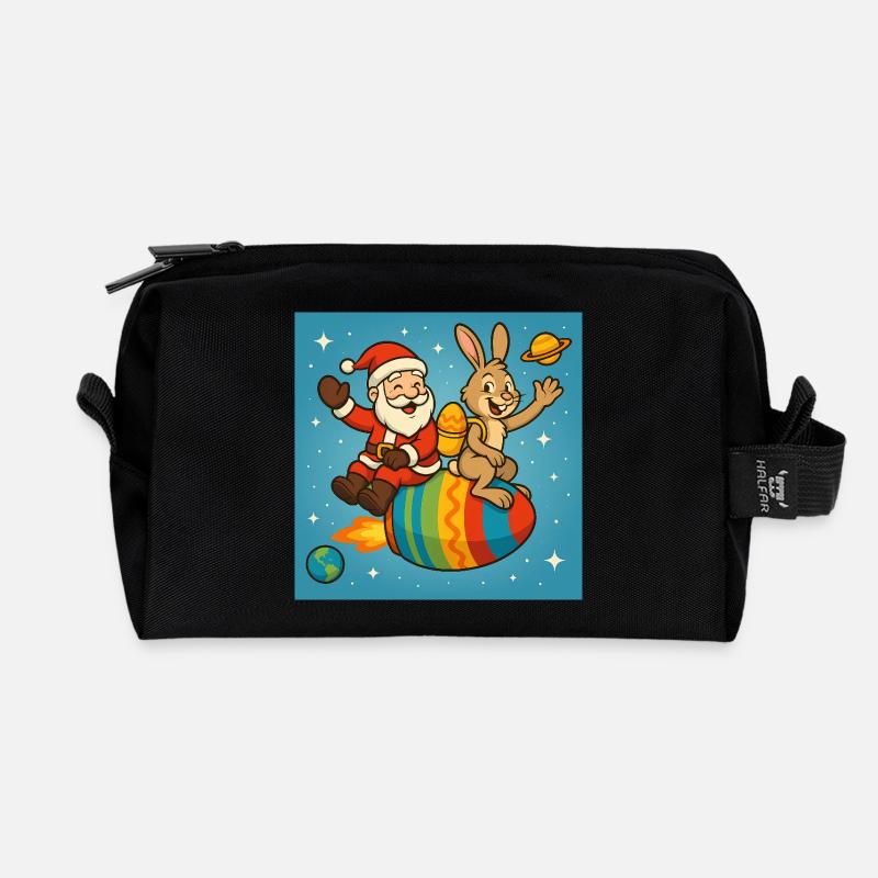 Le lapin de Noël de Pâques dans Star Flight - Trousse de toilette en tissu recyclé - noir