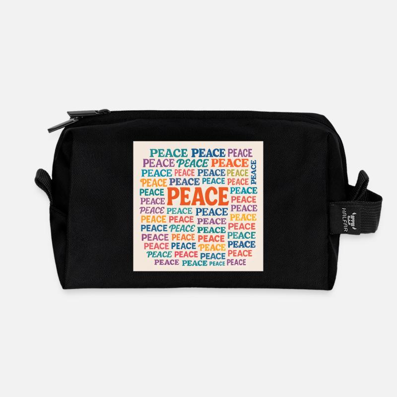 Peace Mosaic Farb-Typo Muster - Recycelte Kulturtasche - Schwarz