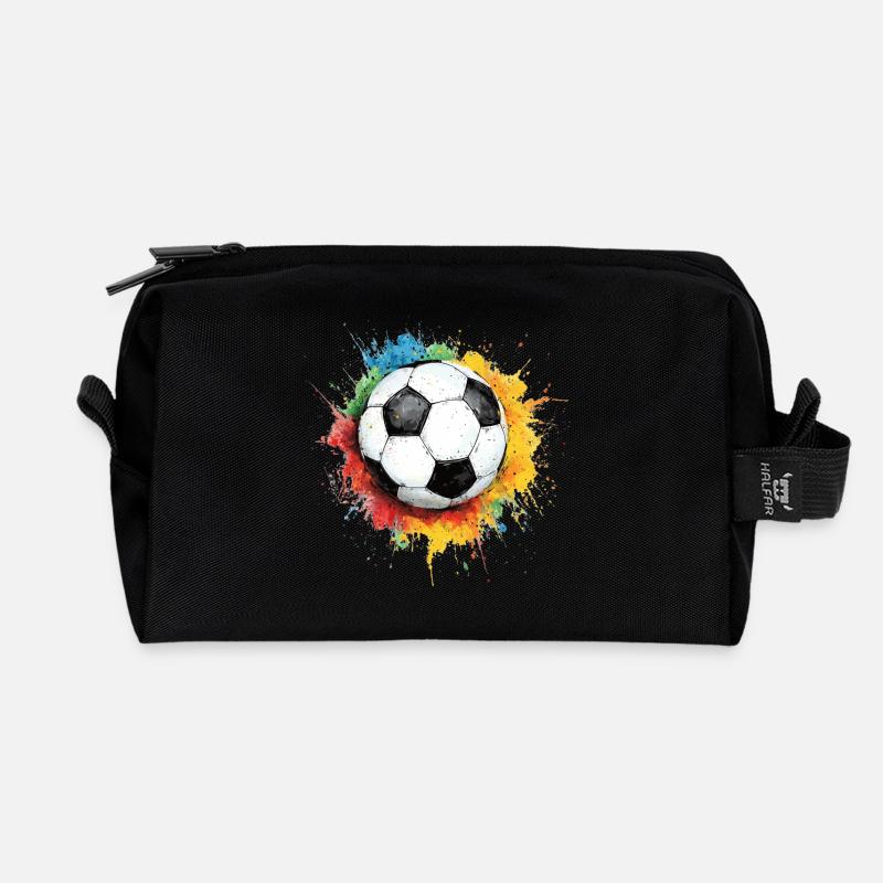 Fußball Ball Aquarell - Recycelte Kulturtasche - Schwarz
