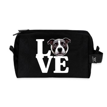 J’ADORE Staffy Bull Terrier Chien Amateur de Chiens Drôle - Trousse de toilette en tissu recyclé - noir - Devant