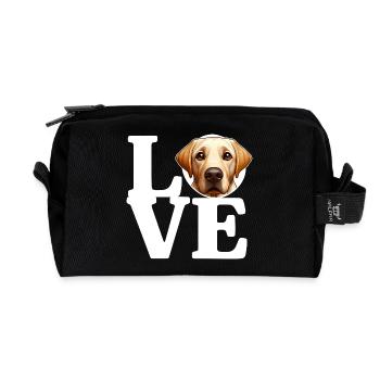 ADORE Labrador Retriever Chien Amoureux des Chiens Drôle - Trousse de toilette en tissu recyclé - noir - Devant