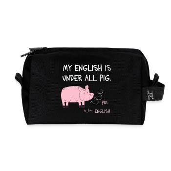 My English Is Under All Pig – Denglisch Spruch - Recycelte Kulturtasche - Schwarz - Vorne