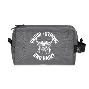 Highland Cow / Highland Rind – Ich liebe Highlands - Recycelte Kulturtasche - Anthrazit - Vorne