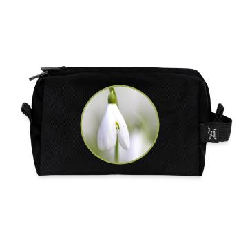 Snowdrop Blossom White Bloom Early Bloomer - Recycled Toiletry Zip Bag - black - Front
