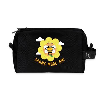 Spring Mode On – Cheerful Spring Motif - Recycled Toiletry Zip Bag - black - Front