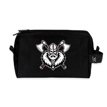 Viking Axemaster Warrior Crusader Axes Mascot - Recycled Toiletry Zip Bag - black - Front