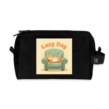 Faule Katze auf dem Sessel - Recycelte Kulturtasche - Schwarz - Vorne