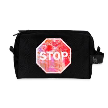 Grunge Stop Sign - Recycled Toiletry Zip Bag - black - Front