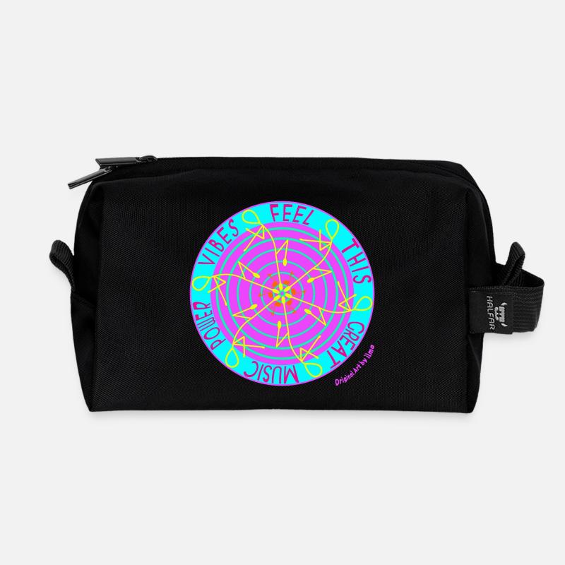 Music Vibes -Retro Vinyl Dance - Recycled Toiletry Zip Bag - black
