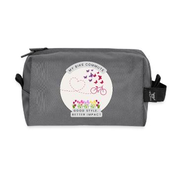 Bicycle Commuter Shirt Floral Butterfly Bicycle - Recycled Toiletry Zip Bag - anthracite - Front