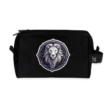 Cosmic Leo Round Astral Pattern - Recycled Toiletry Zip Bag - black - Front