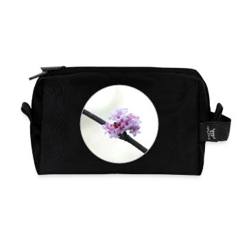 Fleur rose et blanche délicate, fleur blanche - Trousse de toilette en tissu recyclé - noir - Devant