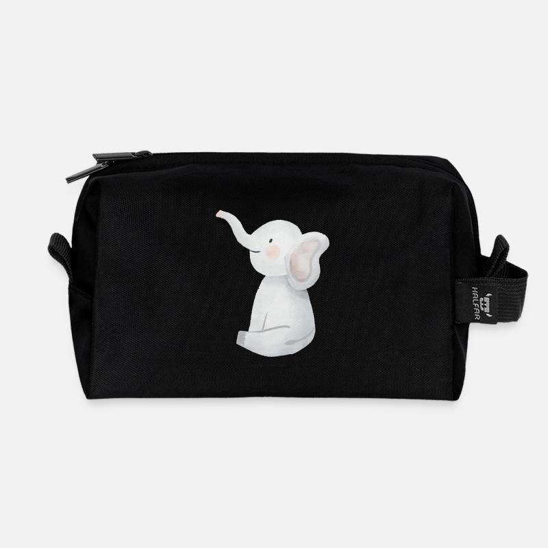 Süßer kleiner Elefant. - Recycelte Kulturtasche - Schwarz