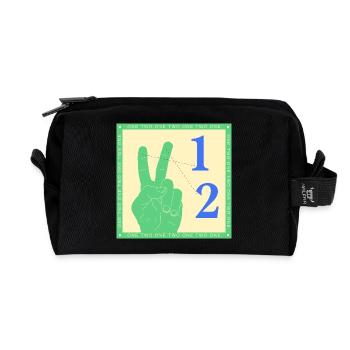 Graphique rétro One Two Counting Hand - Trousse de toilette en tissu recyclé - noir - Devant