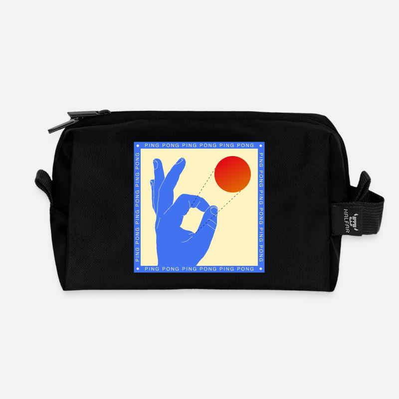 Retro-Pop-Art-Tischtennis-Flick-Grafik - Recycelte Kulturtasche - Schwarz