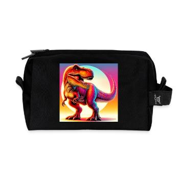 Dinosaurier - Recycelte Kulturtasche - Schwarz - Vorne