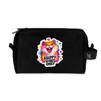 Hamster Happy Vibes Bunt - Recycelte Kulturtasche - Schwarz - Vorne