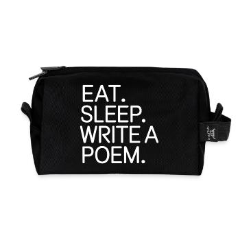 Eat Sleep Write a Poem - Recycled Toiletry Zip Bag - black - Front