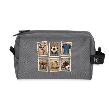 Vintage Football Stamps Collection - Recycled Toiletry Zip Bag - anthracite - Front