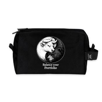 Börse Yin Yang: Bulle & Bär Balance your Portfolio - Recycelte Kulturtasche - Schwarz - Vorne