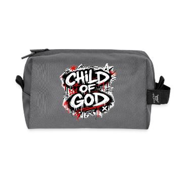 Lettrage graffiti Child of God - Trousse de toilette en tissu recyclé - anthracite - Devant