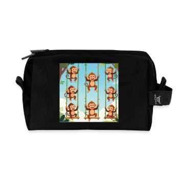 Swinging monkeys in the jungle - Recycled Toiletry Zip Bag - black - Front