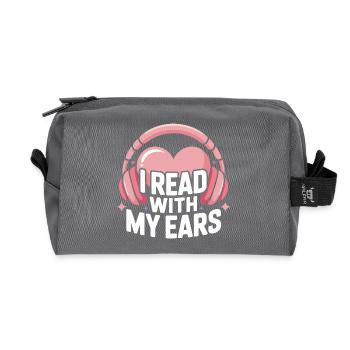 Amoureux des livres audio Cœur Livres Rat de bibliothèque Écouter - Trousse de toilette en tissu recyclé - anthracite - Devant