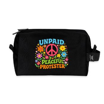 Unpaid Peaceful Protest Retro Flowers - Recycled Toiletry Zip Bag - black - Front