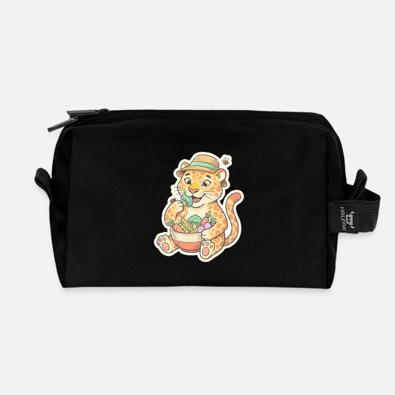 Leopard Kit with Vegetable Basket - Recycled Toiletry Zip Bag - black
