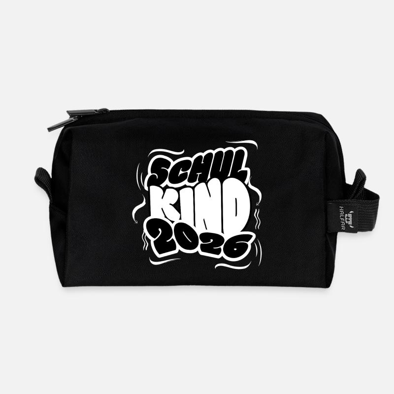Schulkind 2026 Schriftzug - Recycelte Kulturtasche - Schwarz
