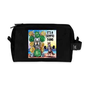 Crypto Wolf und Fuchs Kraft - Recycelte Kulturtasche - Schwarz - Vorne