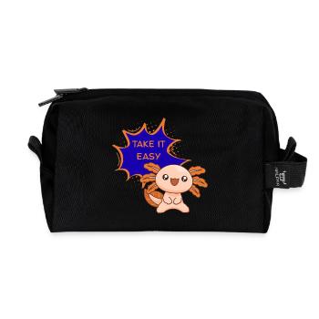 Take It Easy Axolotl – Funny Kawaii T-Shirt - Recycled Toiletry Zip Bag - black - Front