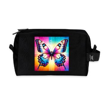 Schmetterling - Recycelte Kulturtasche - Schwarz - Vorne