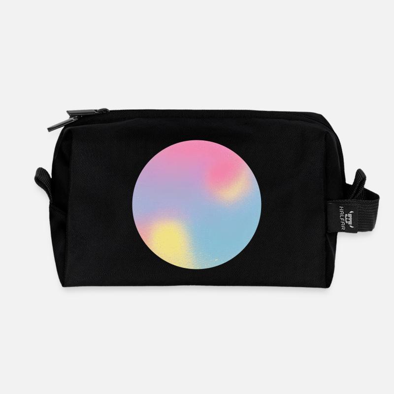 Aura Check Pastel Gradient Sphere - Recycled Toiletry Zip Bag - black