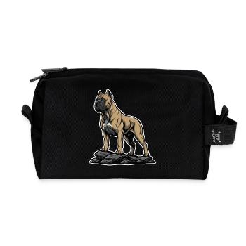 Chien Cane Corso sur Rocher Portrait Puissant - Trousse de toilette en tissu recyclé - noir - Devant