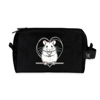 Hamster with heart - Recycled Toiletry Zip Bag - black - Front