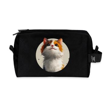 cute cat - Recycled Toiletry Zip Bag - black - Front