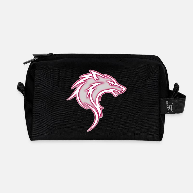 Aggressiver, rosafarbener, stilisierter Stammeswolf - Recycelte Kulturtasche - Schwarz