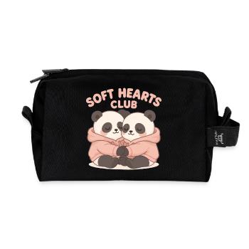 Mignons pandas en sweat à capuche – Art du club Soft Hearts - Trousse de toilette en tissu recyclé - noir - Devant