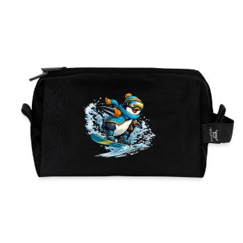 Penguin Snowboard Bleu-Orange - Trousse de toilette en tissu recyclé - noir - Devant