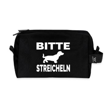 Dackel - Recycelte Kulturtasche - Schwarz - Vorne