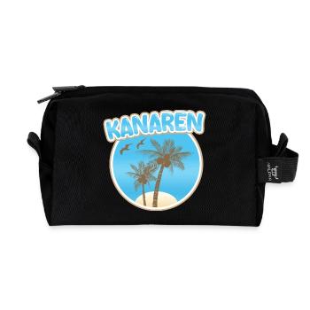 Canary Islands Palm Beach Logo - Recycled Toiletry Zip Bag - black - Front