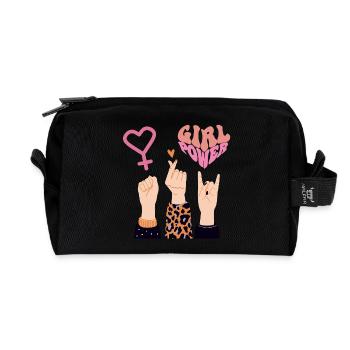 GIRL POWER, SISTERS, LOVE & ROCK ON! 💪❤️♀️ - Recycled Toiletry Zip Bag - black - Front