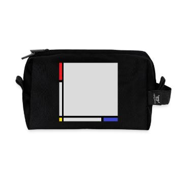 Composition in the style of Mondrian. - Recycled Toiletry Zip Bag - black - Front