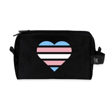 Pride Flag Heart · Transgender - Recycled Toiletry Zip Bag - black - Front
