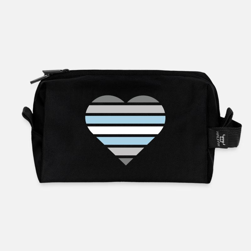 Pride Flag Heart · Demiboy - Recycled Toiletry Zip Bag - black